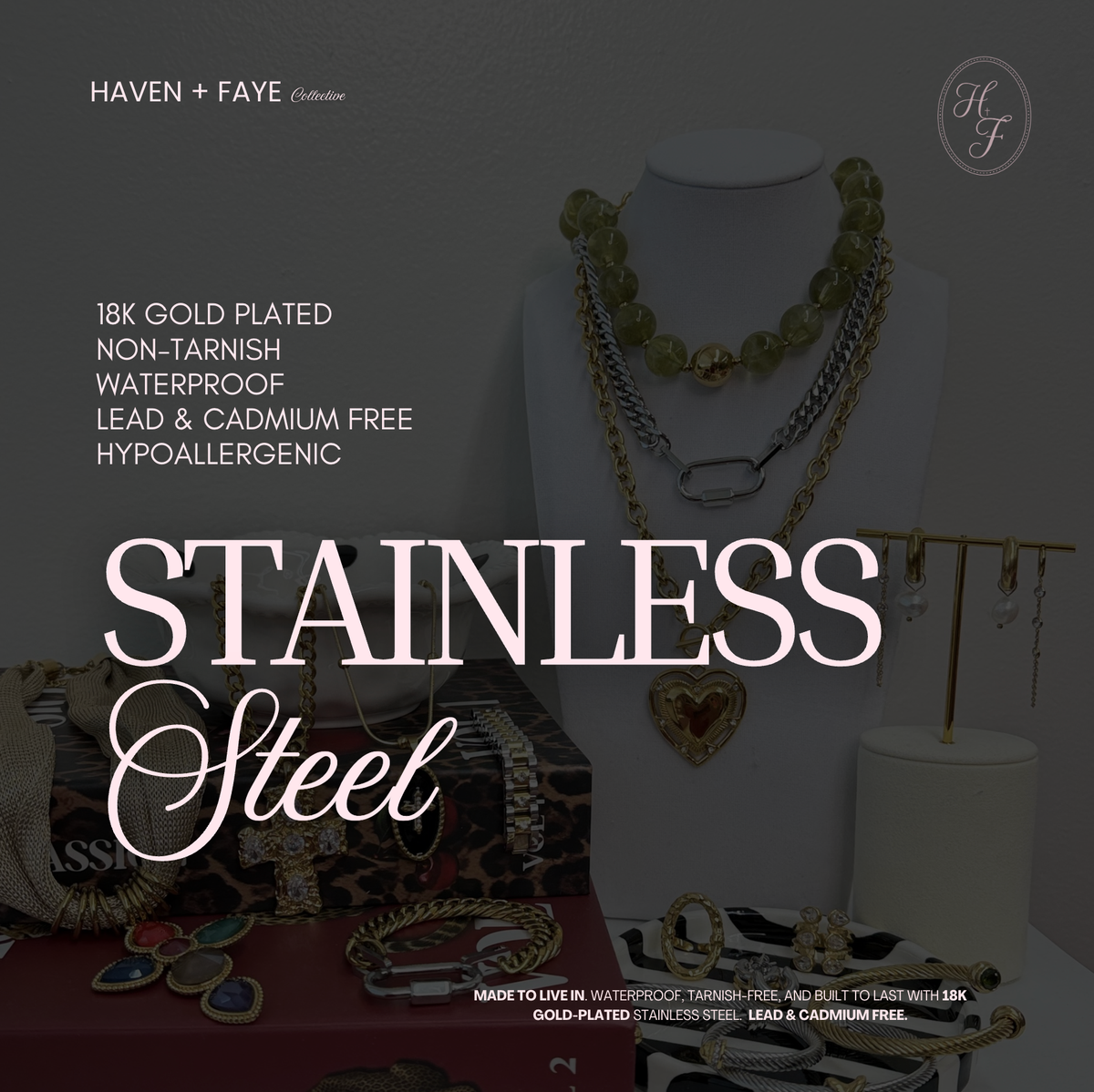 Brown Acrylic Chain Necklace | 18K Gold Plated