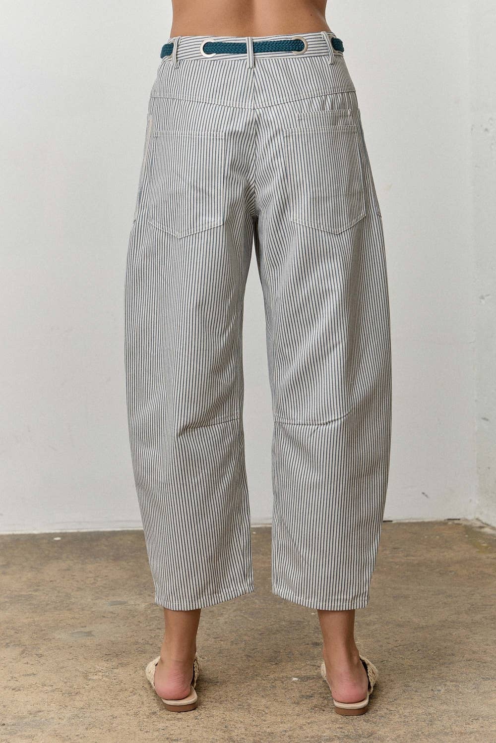 Striped Barrel Pants - Blue