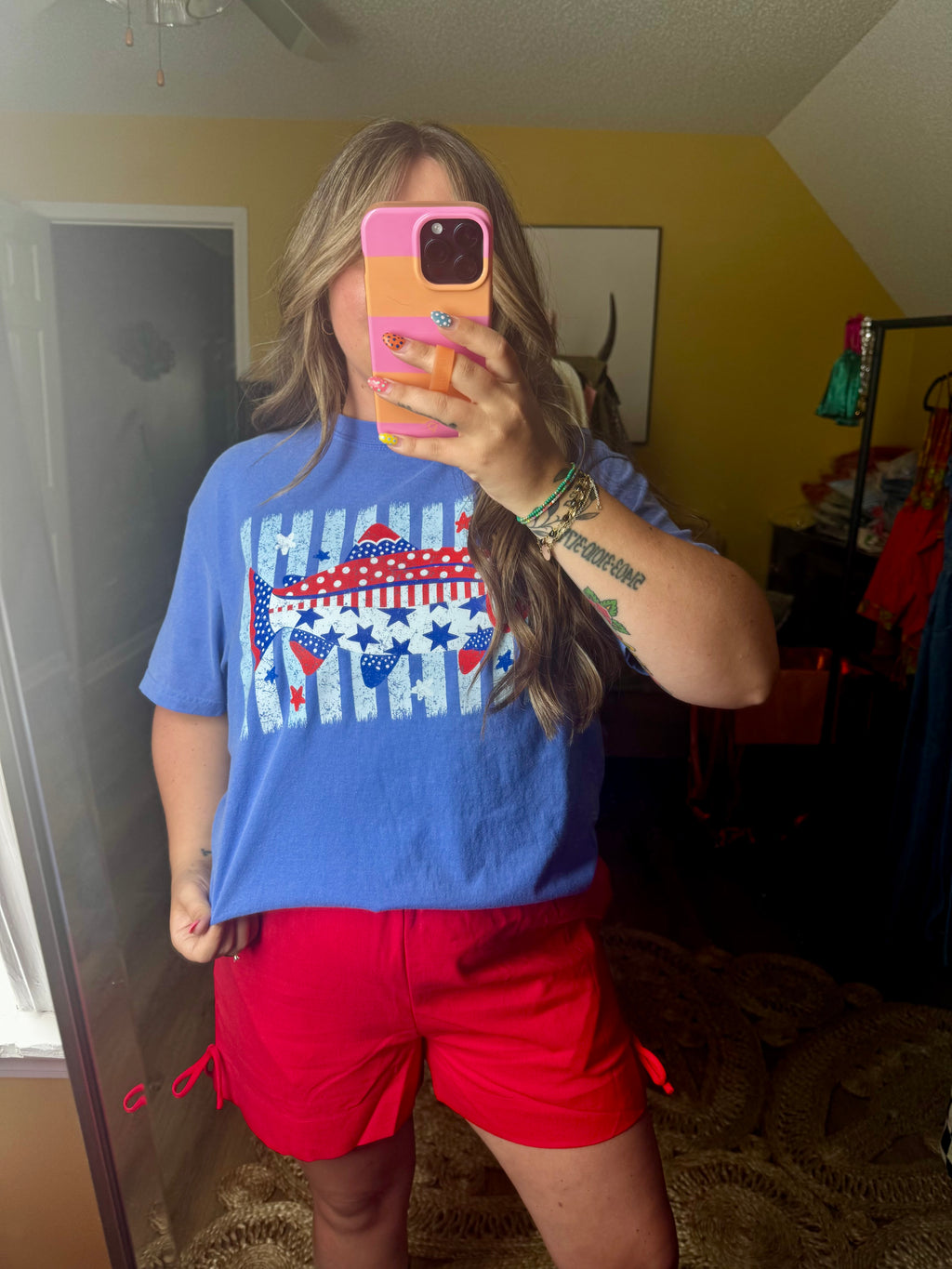 Patriotic Summer Fish Graphic Tee
