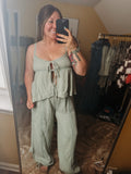Mineral Washed Baby Doll Top & Jogger Pants Set