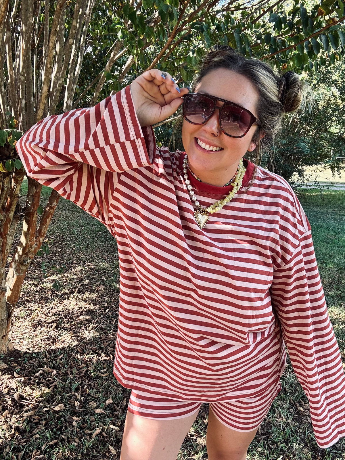 Brown Stripe Relaxed Set