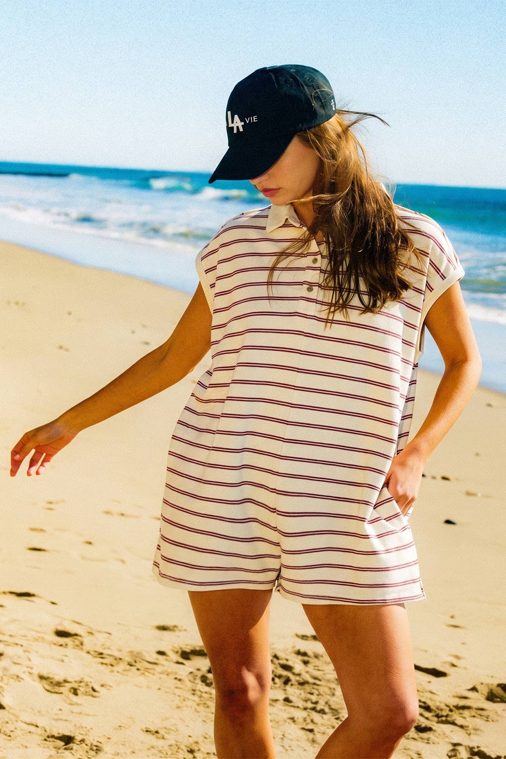 Striped Polo Casual Romper
