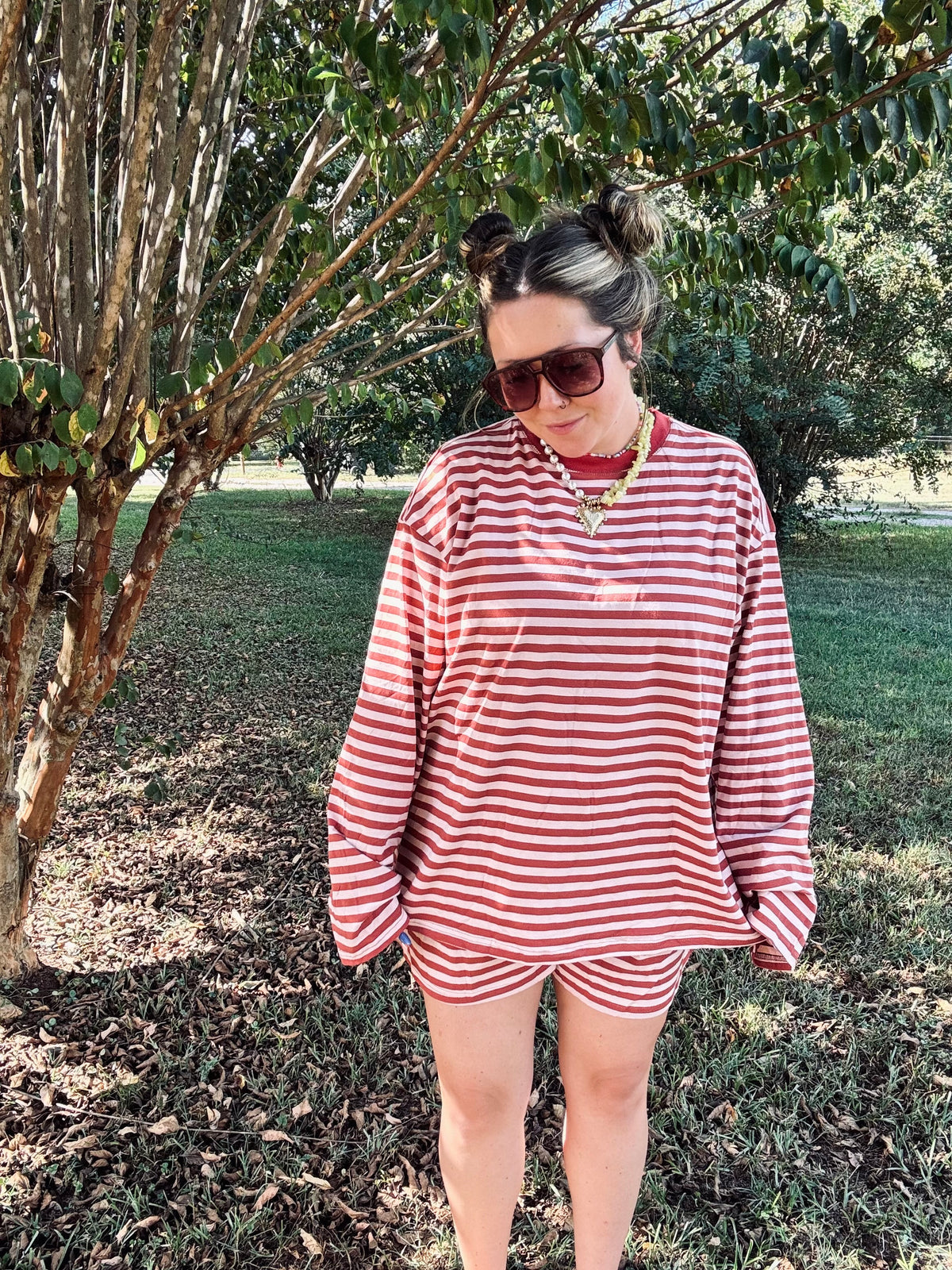 Brown Stripe Relaxed Set