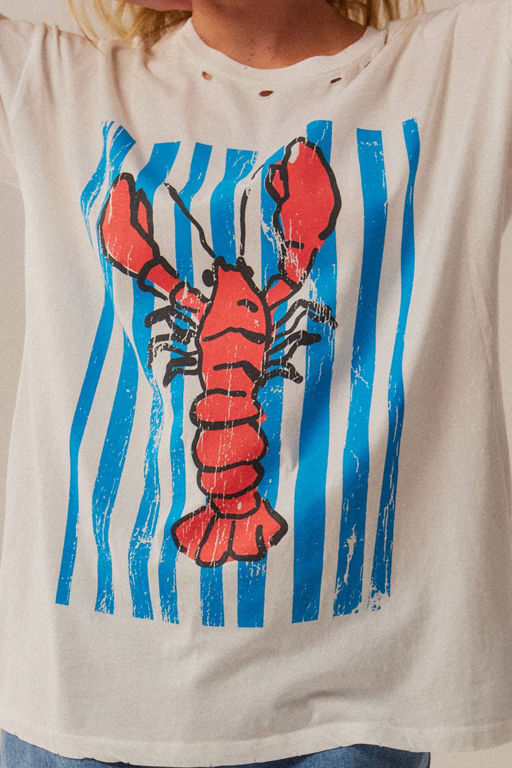 Lobster Distressed Oversize Graphic Tee