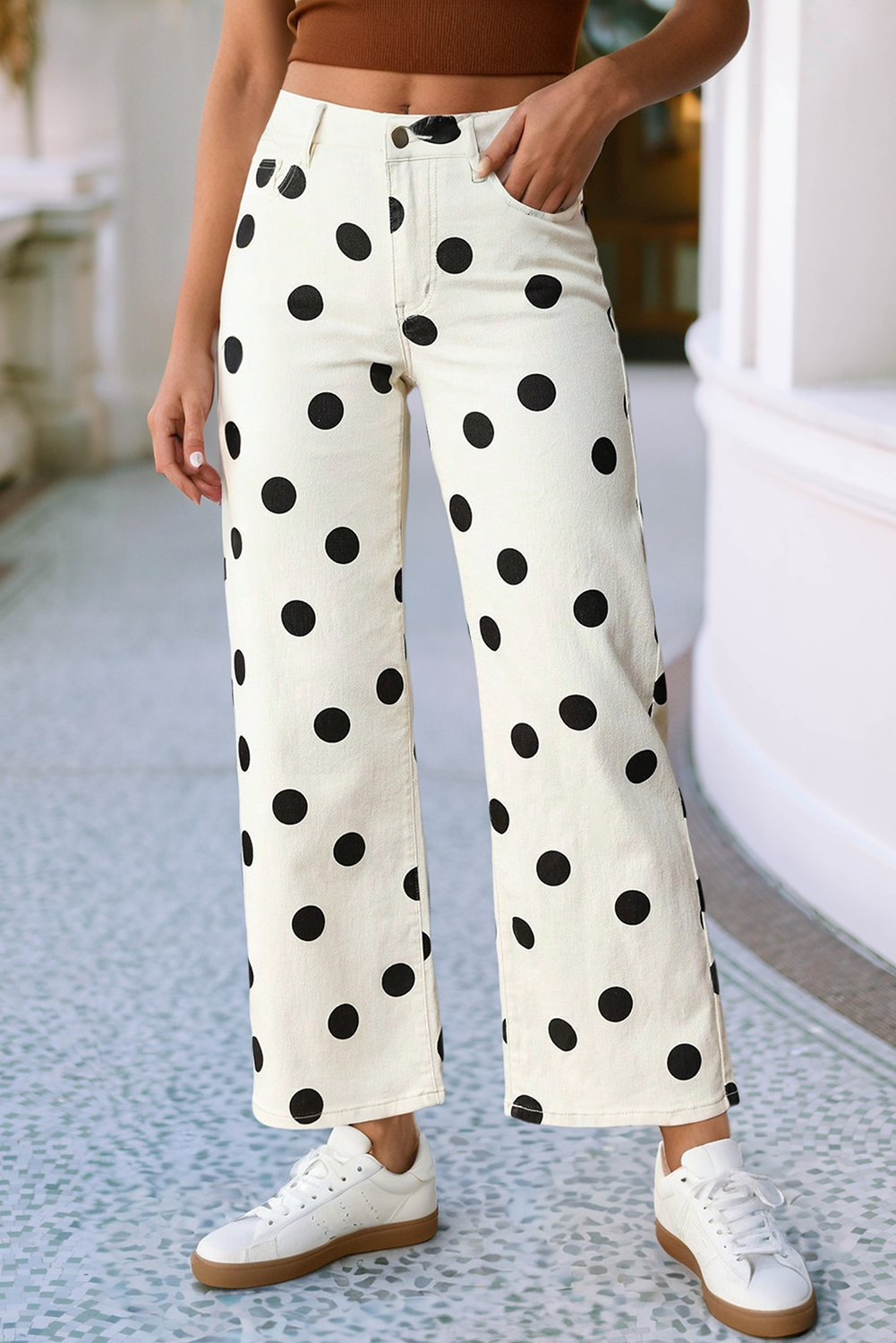 Polka Dot Print Pants
