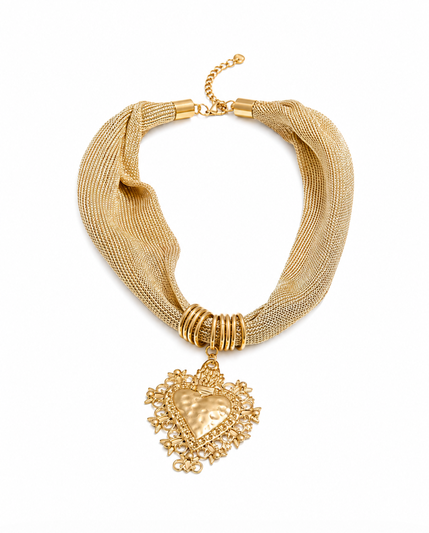 Heart Mesh Statement Necklace | Stainless Steel