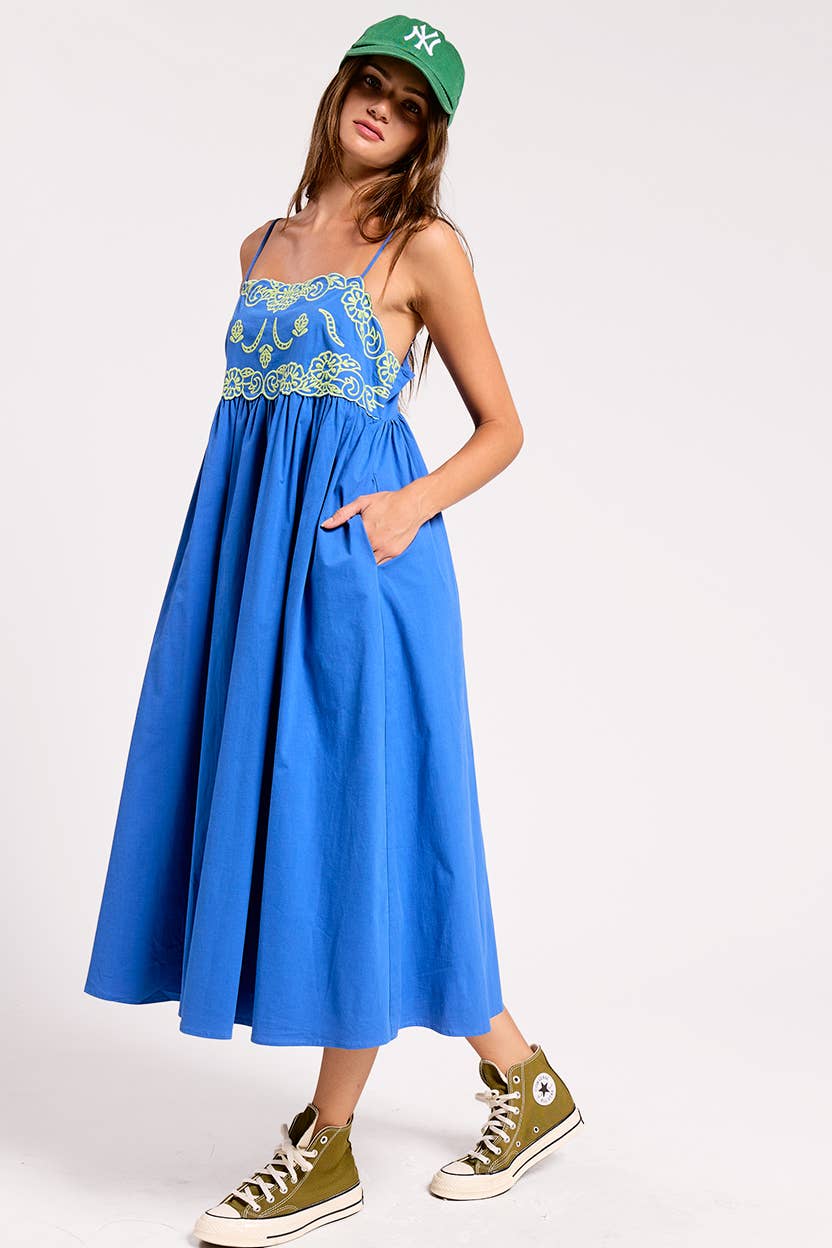 Embroidered Midi Dress
