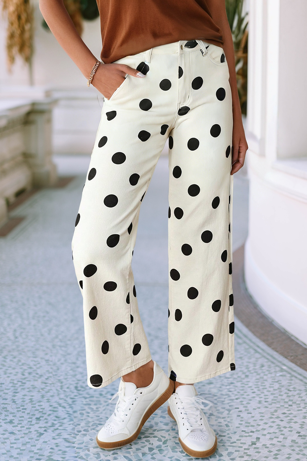 Polka Dot Print Pants