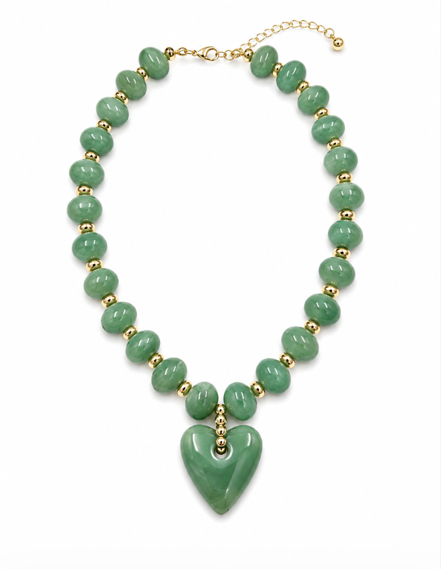 Beaded Heart Drop Statement Necklace
