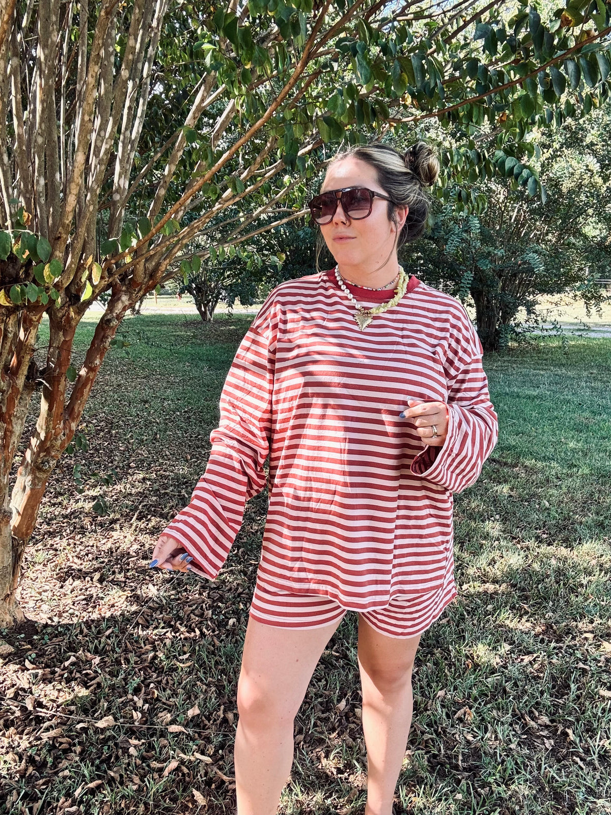 Brown Stripe Relaxed Set