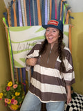 Striped Color Block Oversize Sweatshirt