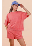 Mineral Washed Knit Top & Shorts Set