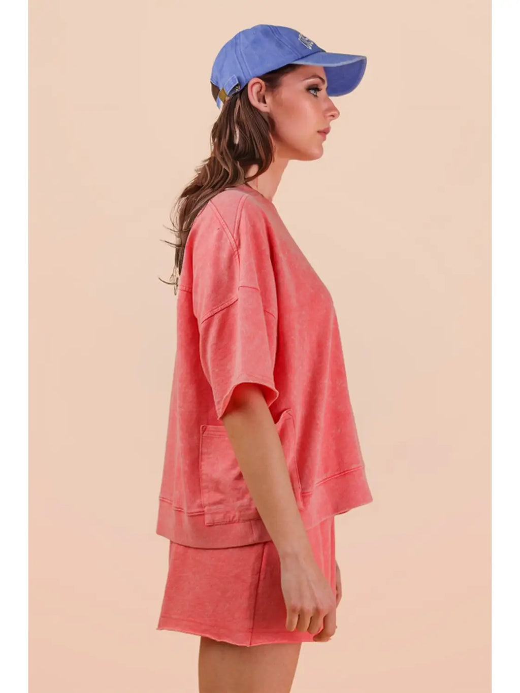 Mineral Washed Knit Top & Shorts Set