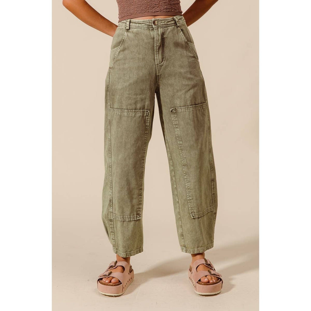 Mineral Washed Barrel Pants