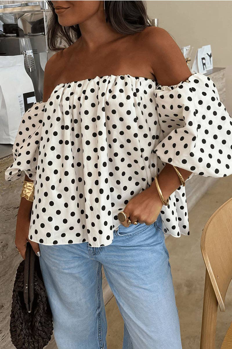 Off-Shoulder Polka Dot Top