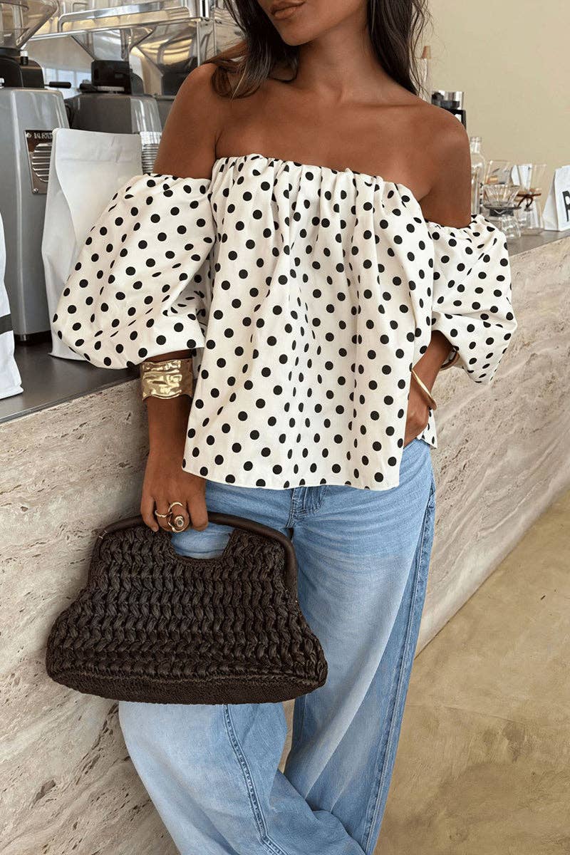 Off-Shoulder Polka Dot Top